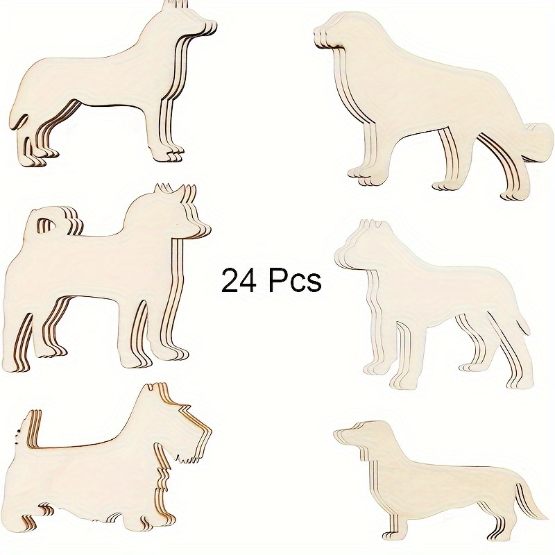Photography Types - 24 Pack Onafgewerkte Hond Houten Uitsparingen
