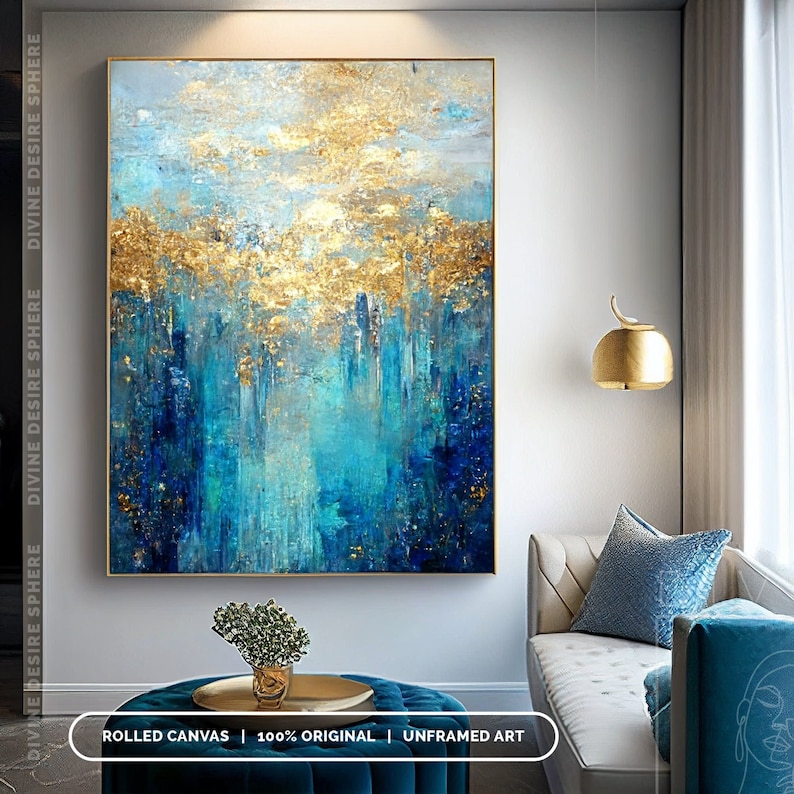 Photography Night - Groot formaat moderne goudfolie acryl schilderij