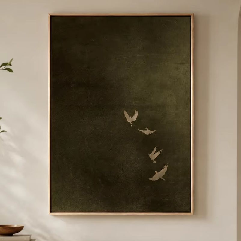 Olijfgroene vogel canvas kunst - Photography Night recensie en prijs