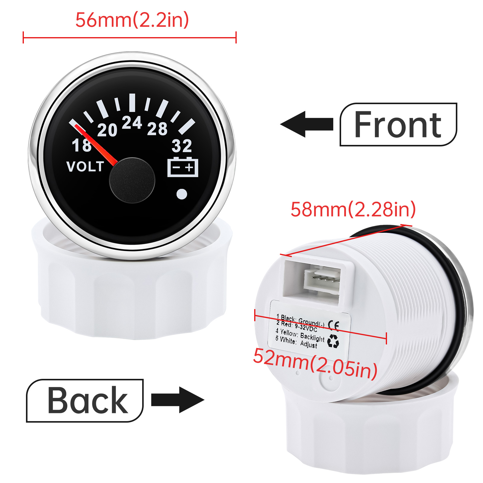 52 mm voltmeter 7 kleuren acht - Light Meter Incident recensie en prijs