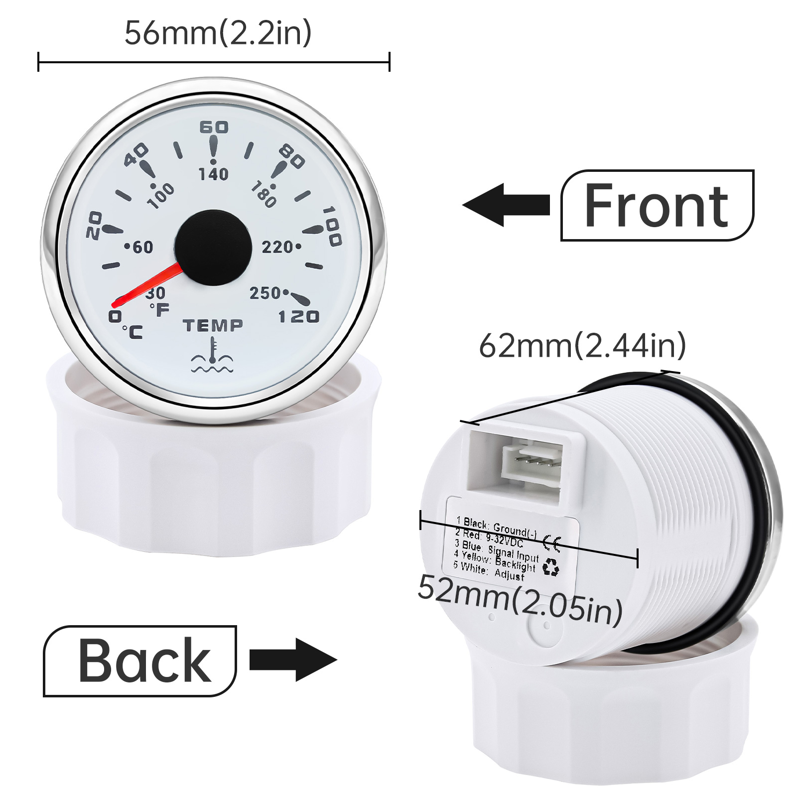 Waterdichte 52 mm watertempera - Light Meter Incident recensie en prijs