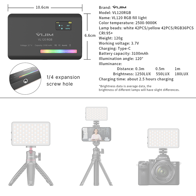 Ulanzi VL120 RGB Camera Video  - Photography Umbrella Lights recensie en prijs